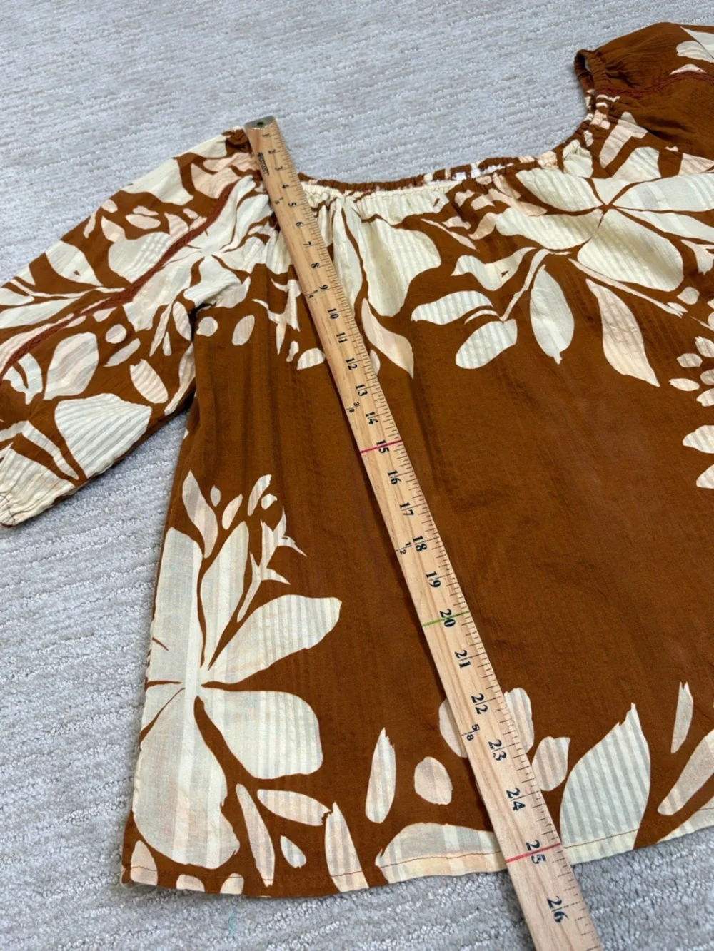 NWT Anthropologie Off the Shoulder Floral Striped Top Size Small Oversized Flowy
